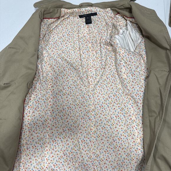 MARC JACOBS Trench Coat Womens Size S Tan Military Collared Belted Pockets Lined - Picture 7 of 14